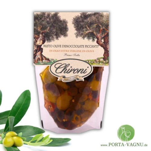 Olive tricolore denocciolate piccanti - dreierlei Oliven pikant eingelegt