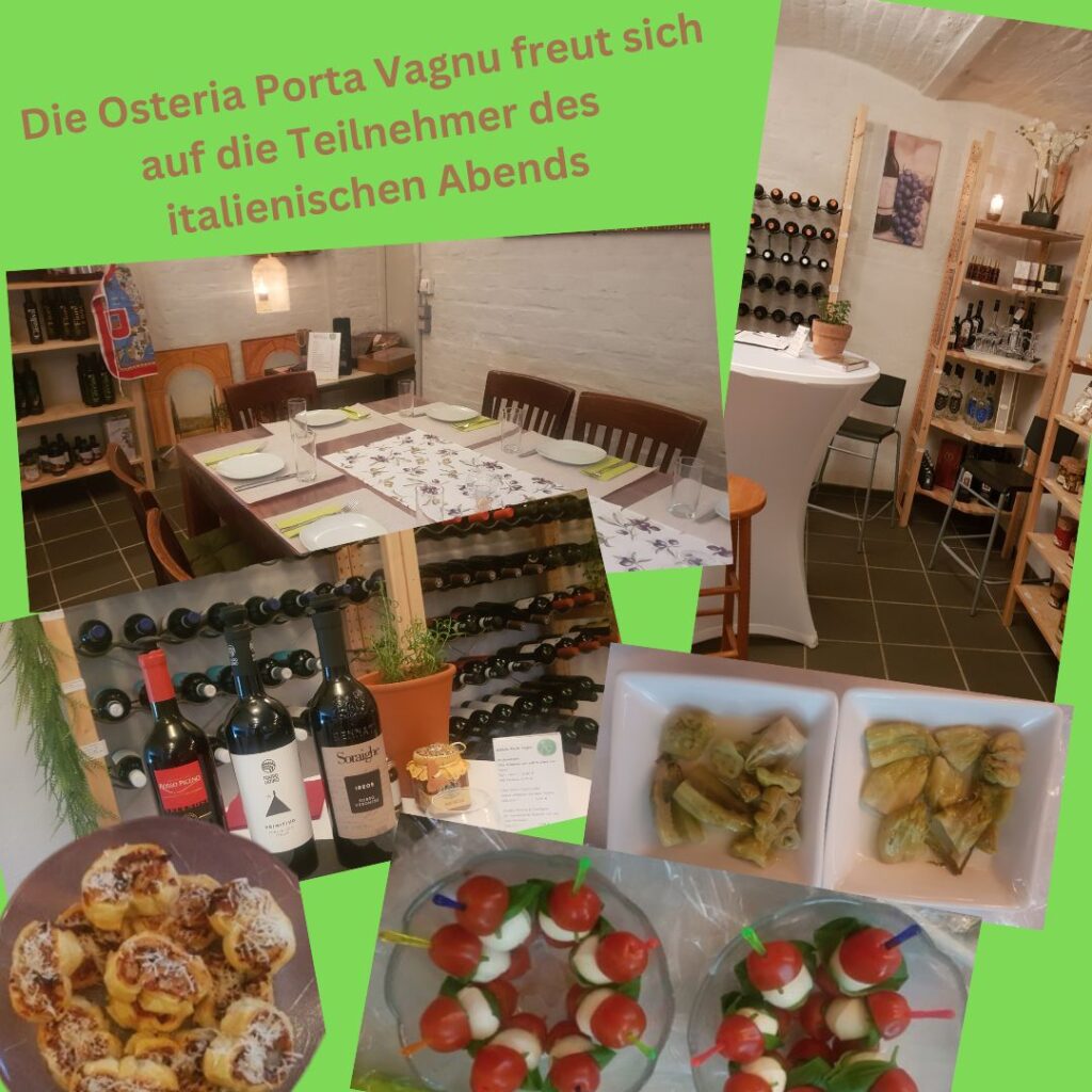 Die Osteria Porta Vagnu freut sich auf die Teilnehmer des italienischen Abends