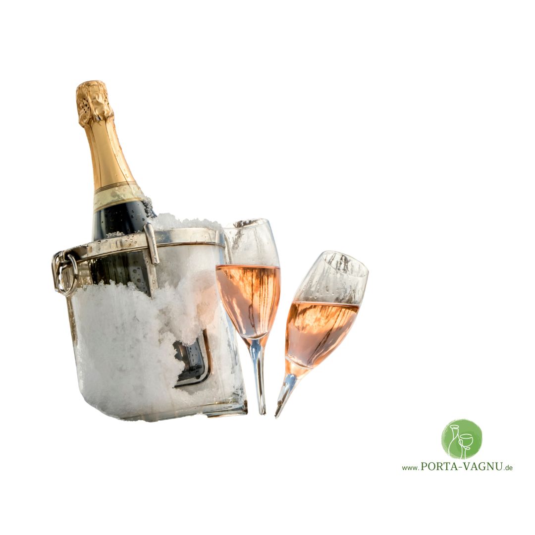 Prosecco rosato zwei Gläser und Flasche